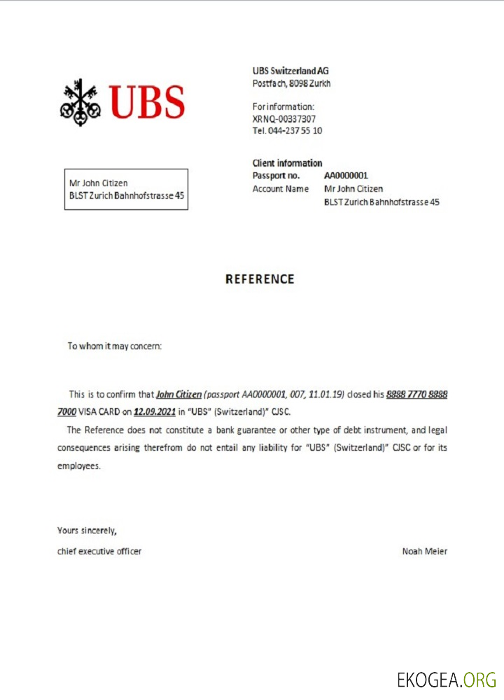 Référence Suisse , UBS , closure
